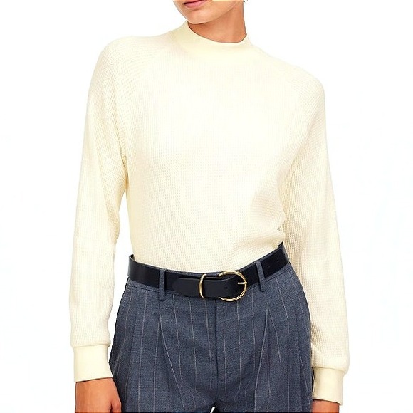 Madewell Waffle Knit Long Sleeve Crewneck Tee Cream Size S NWT (NS606) - Picture 1 of 6